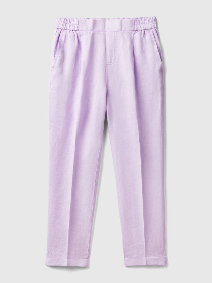 CROPPED TROUSERS IN 100% LINEN