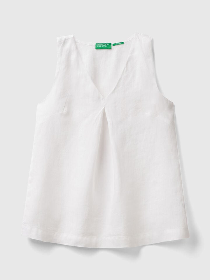 SLEEVELESS BLOUSE IN PURE LINEN