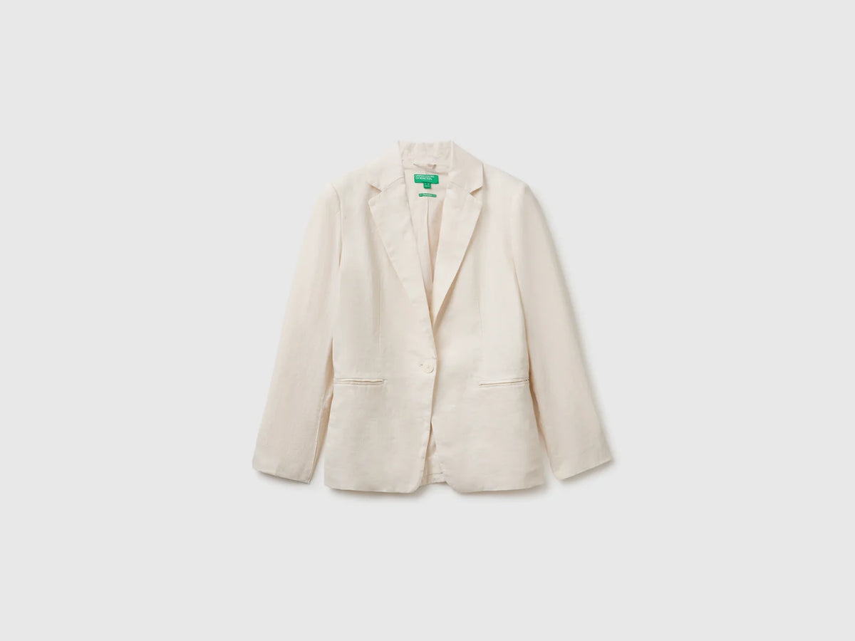 SINGLE-BREASTED BLAZER IN PURE LINEN