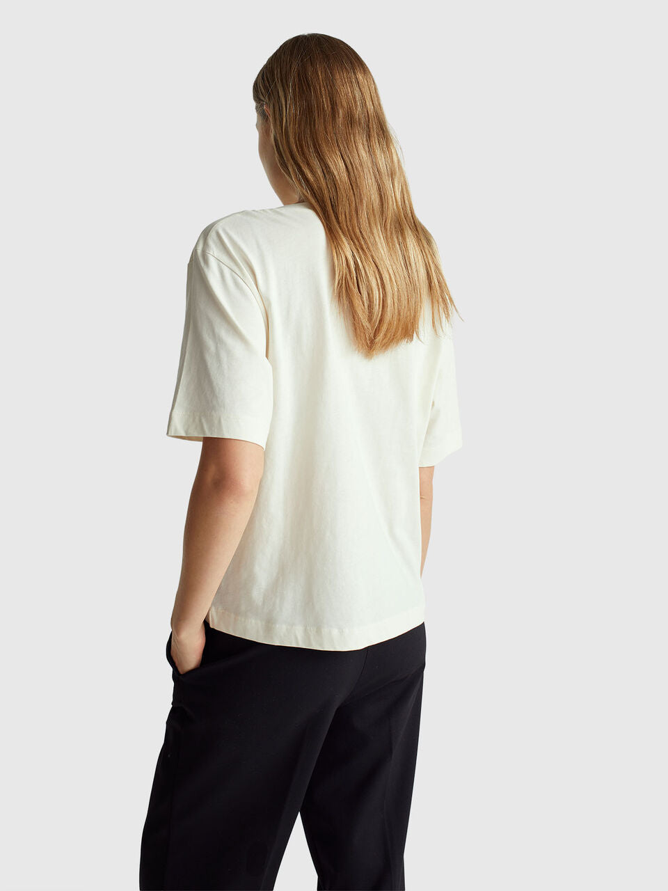 T-SHIRT WITH EMBROIDERED SLOGAN