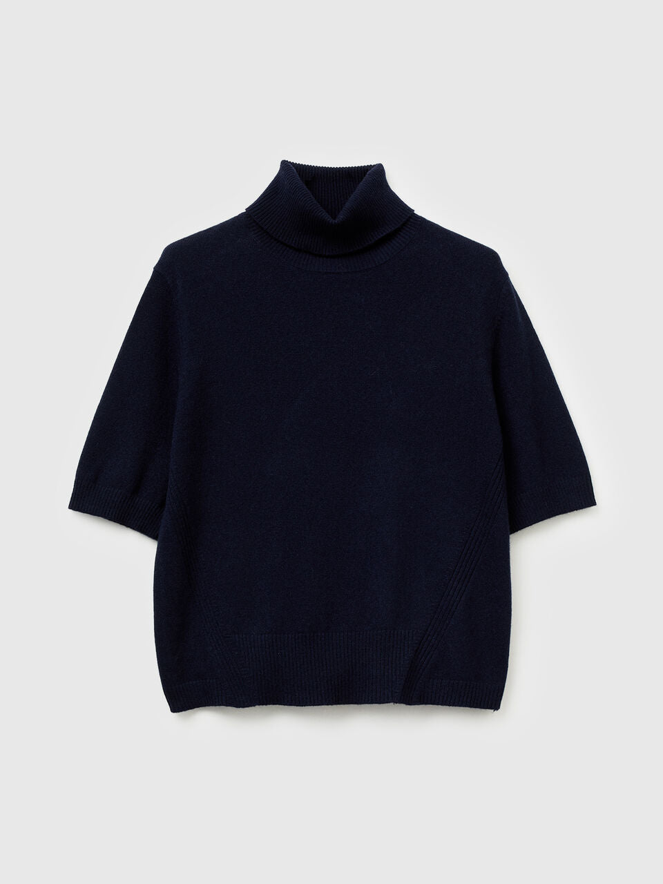 CAMEL CASHMERE BLEND SHORT SLEEVE TURTLE COLLAR