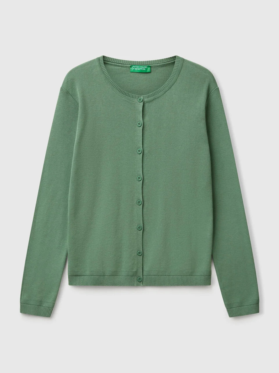 PURE COTTON CREW NECK CARDIGAN