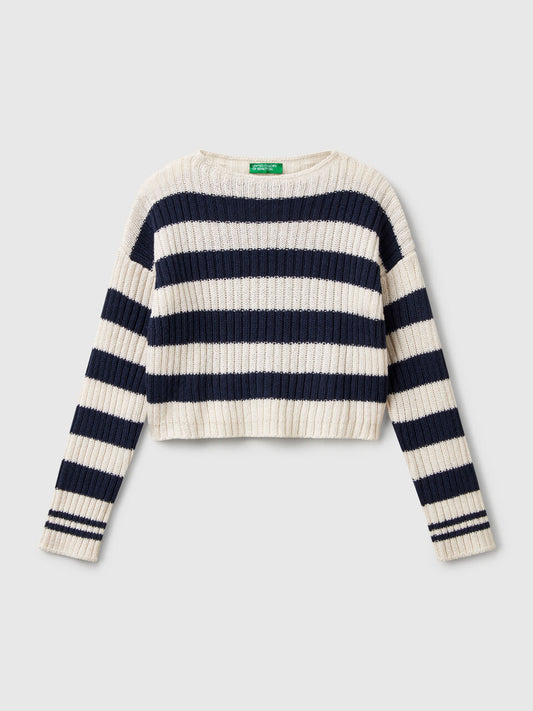 TWO-TONE STRIPED SWEATER
