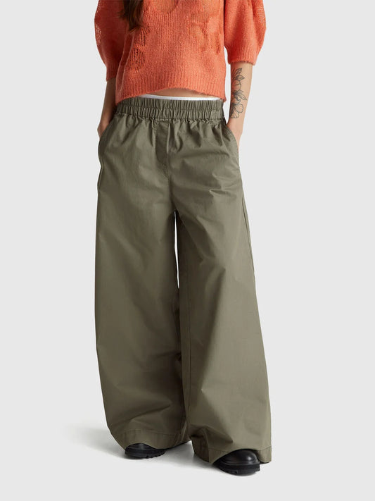 WIDE TROUSERS IN PURE COTTON