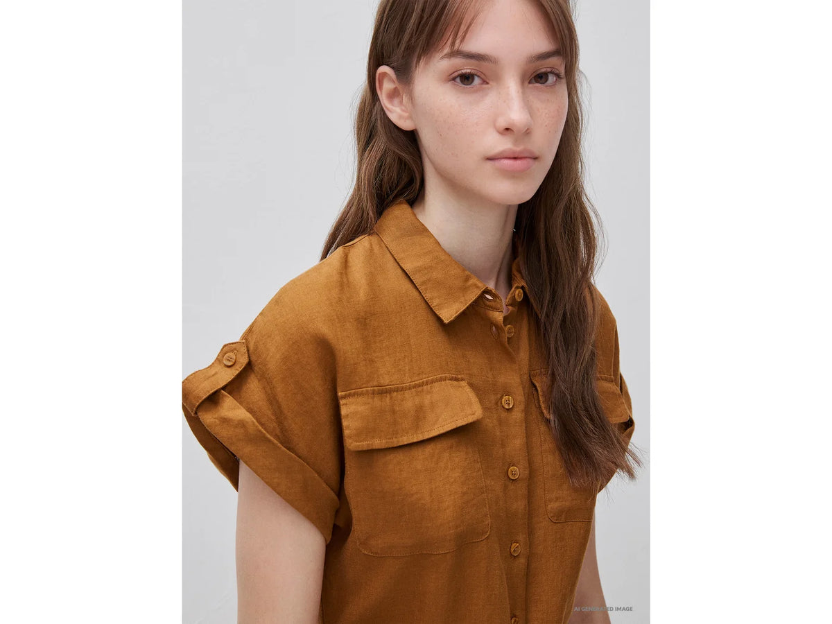 MIDI SHIRT DRESS IN PURE LINEN