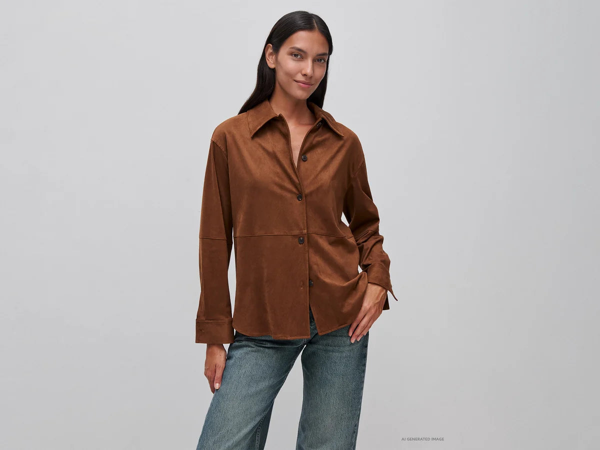 SUEDE-EFFECT SHIRT JACKET