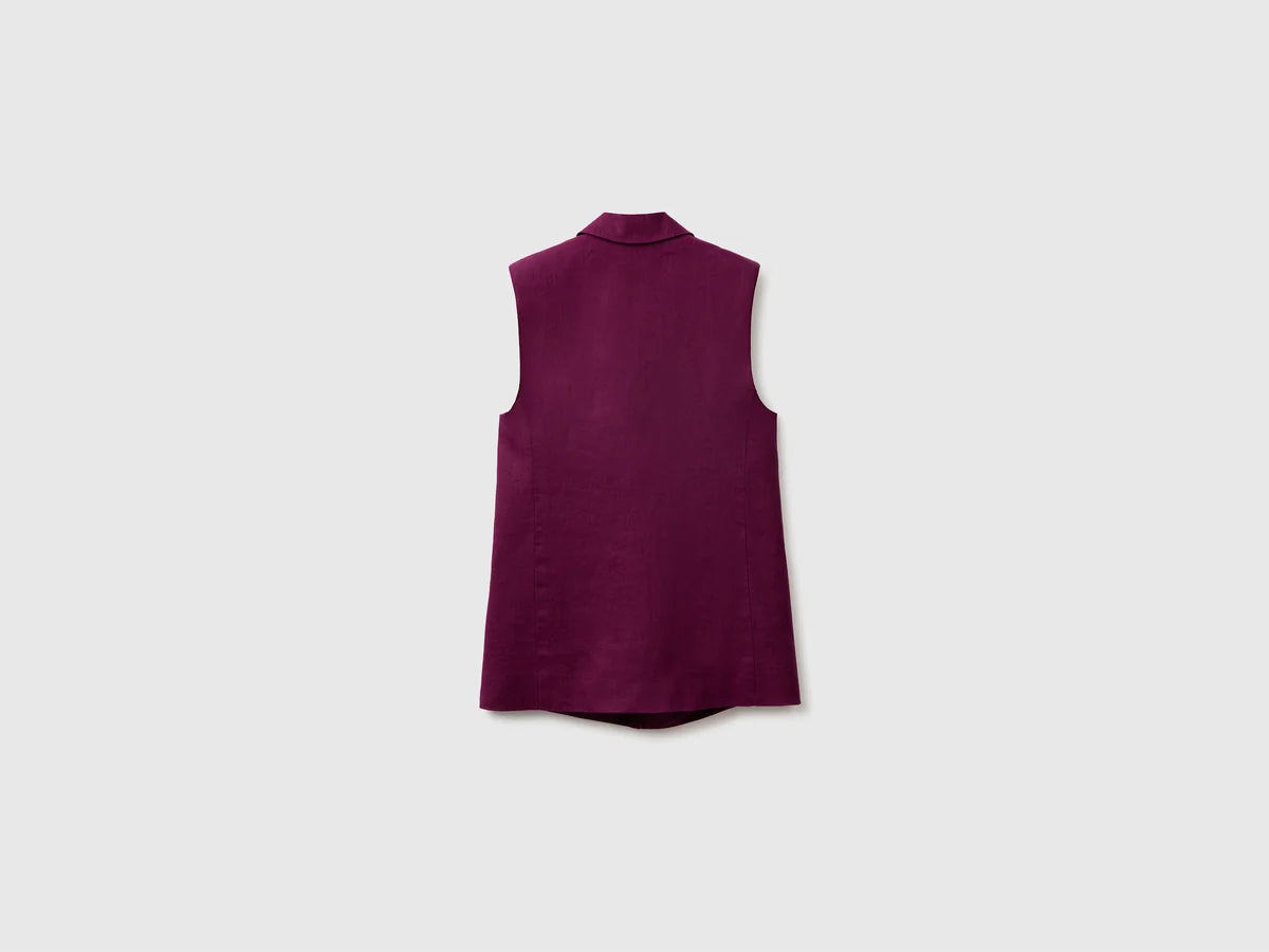 LONG VEST IN PURE LINEN