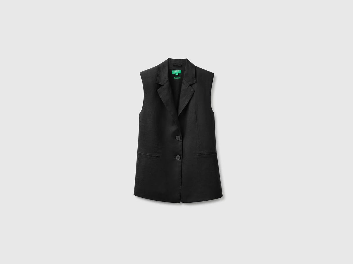 LONG VEST IN PURE LINEN