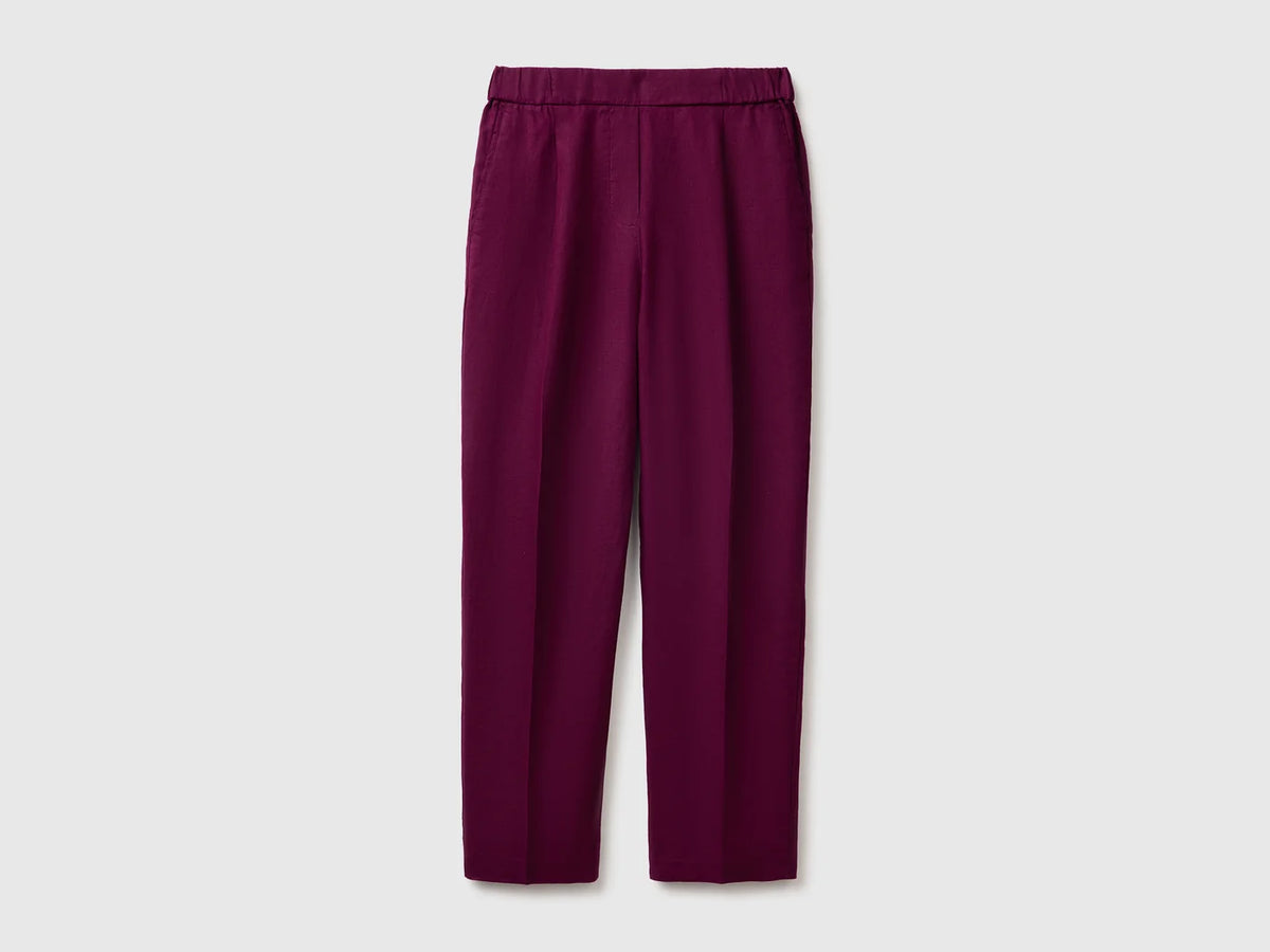 CARROT FIT TROUSERS IN PURE LINEN