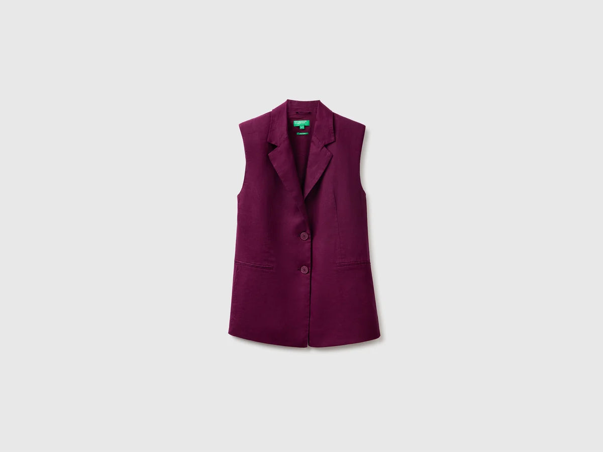 LONG VEST IN PURE LINEN