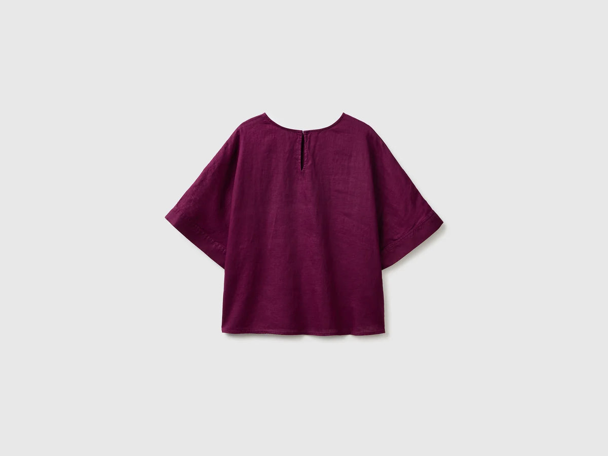 CREW NECK BLOUSE IN PURE LINEN