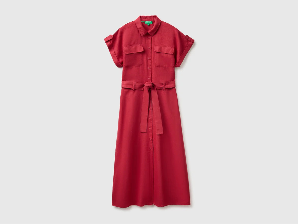MIDI SHIRT DRESS IN PURE LINEN