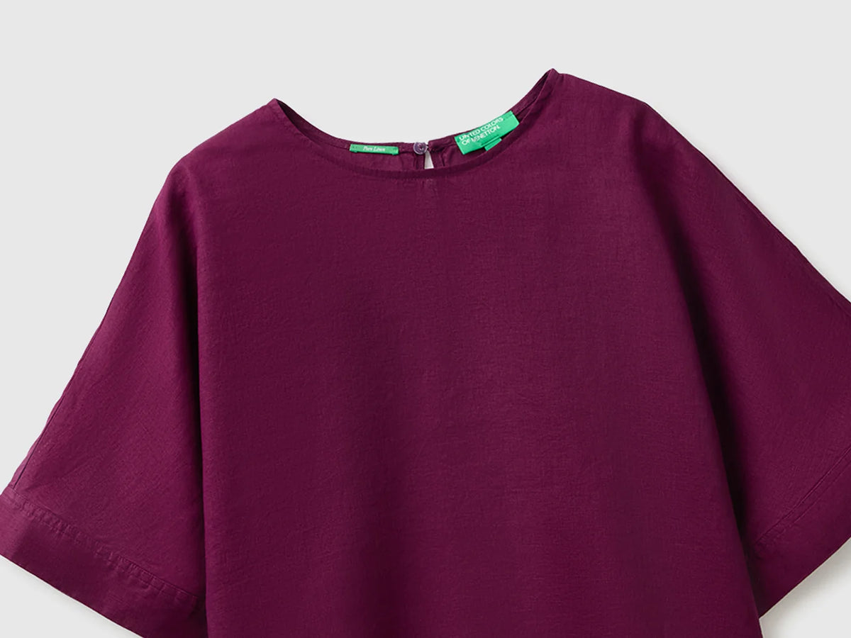 CREW NECK BLOUSE IN PURE LINEN