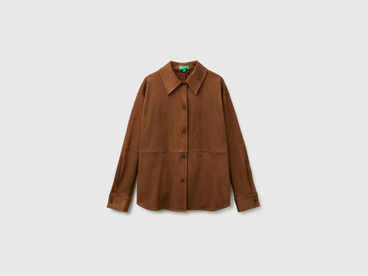 SUEDE-EFFECT SHIRT JACKET