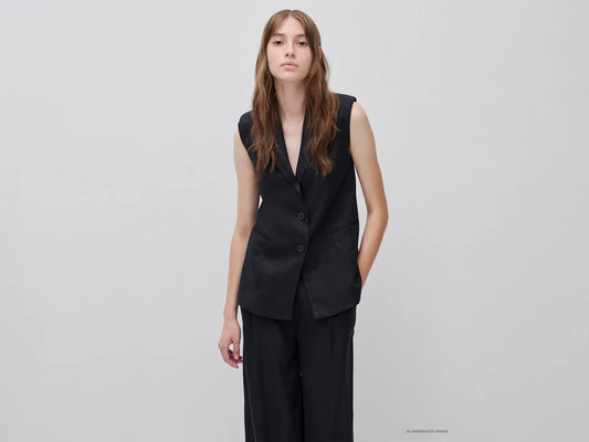 LONG VEST IN PURE LINEN
