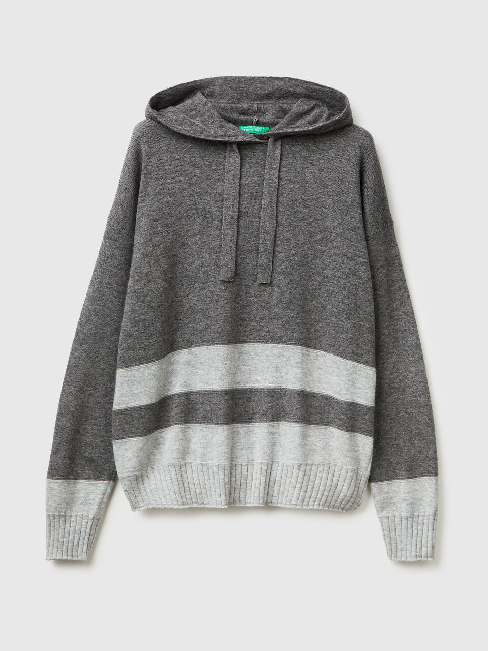 BLACK CASHMERE BLEND JERSEY WITH HOOD