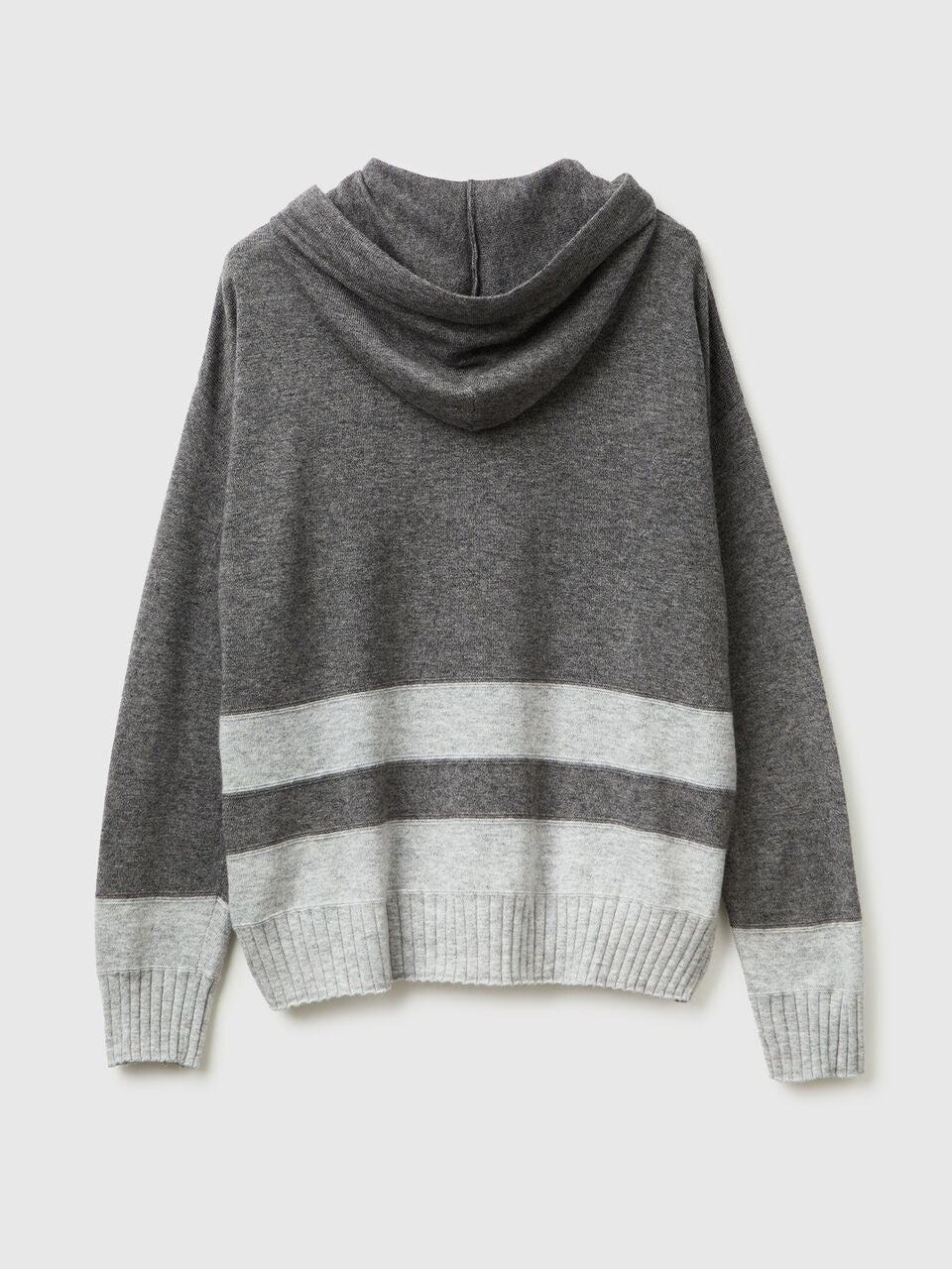 BLACK CASHMERE BLEND JERSEY WITH HOOD