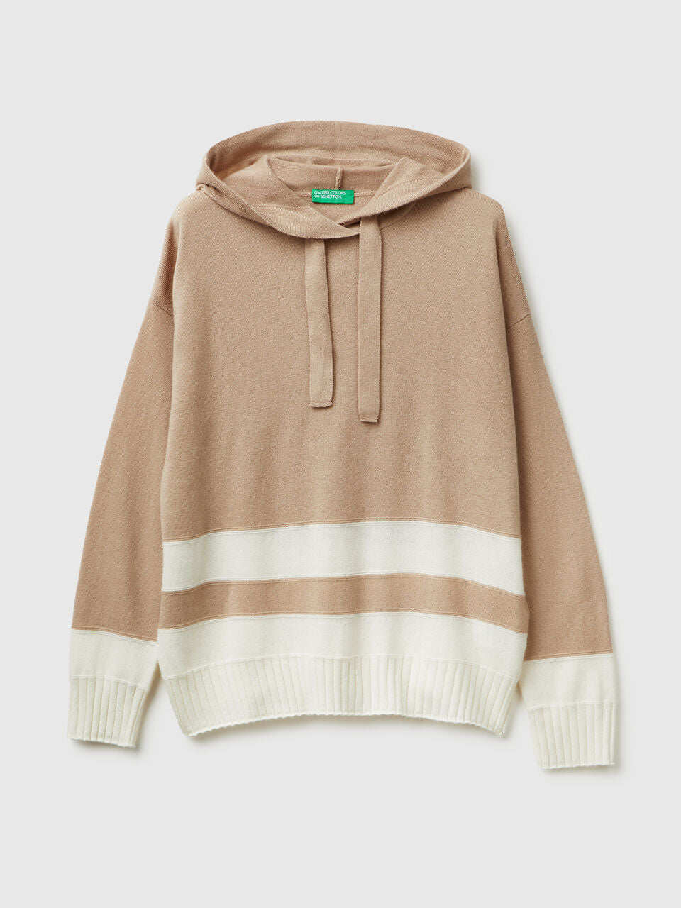 BLACK CASHMERE BLEND JERSEY WITH HOOD