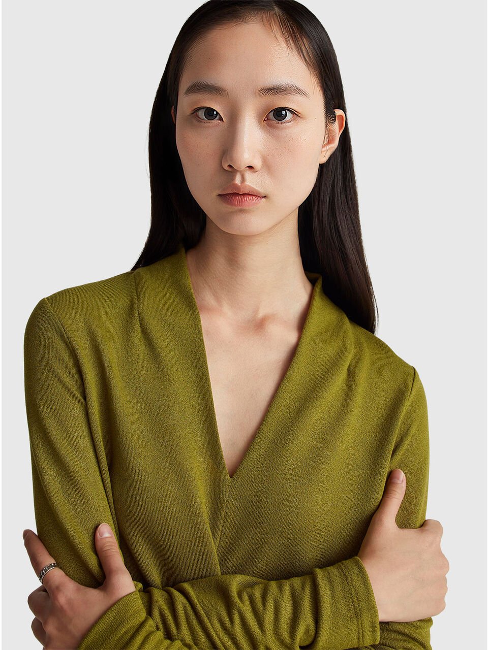 CREPE T-SHIRT WITH V-NECK
