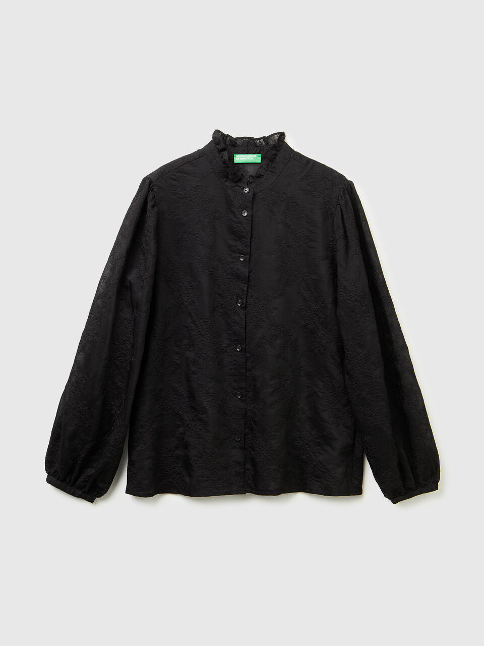 EMBROIDERED BLOUSE WITH RUFFLED COLLARD