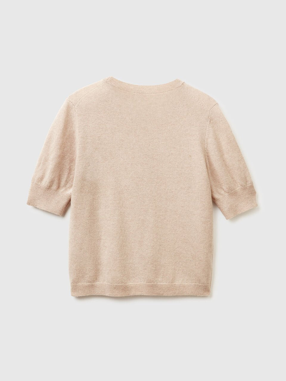 FUCHSIA SHORT SLEEVE SWEATER IN PURE MERINO WOOL