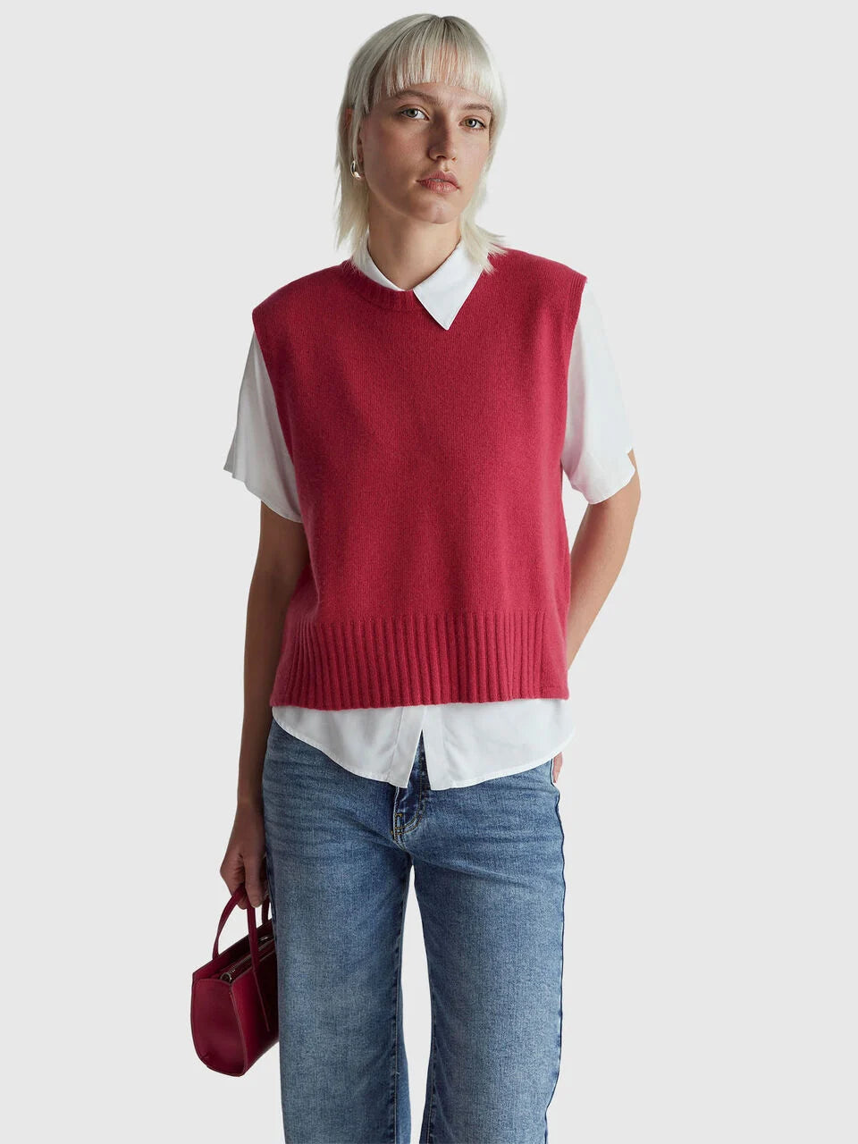 VEST IN WOOL AND VISCOSE BLEND