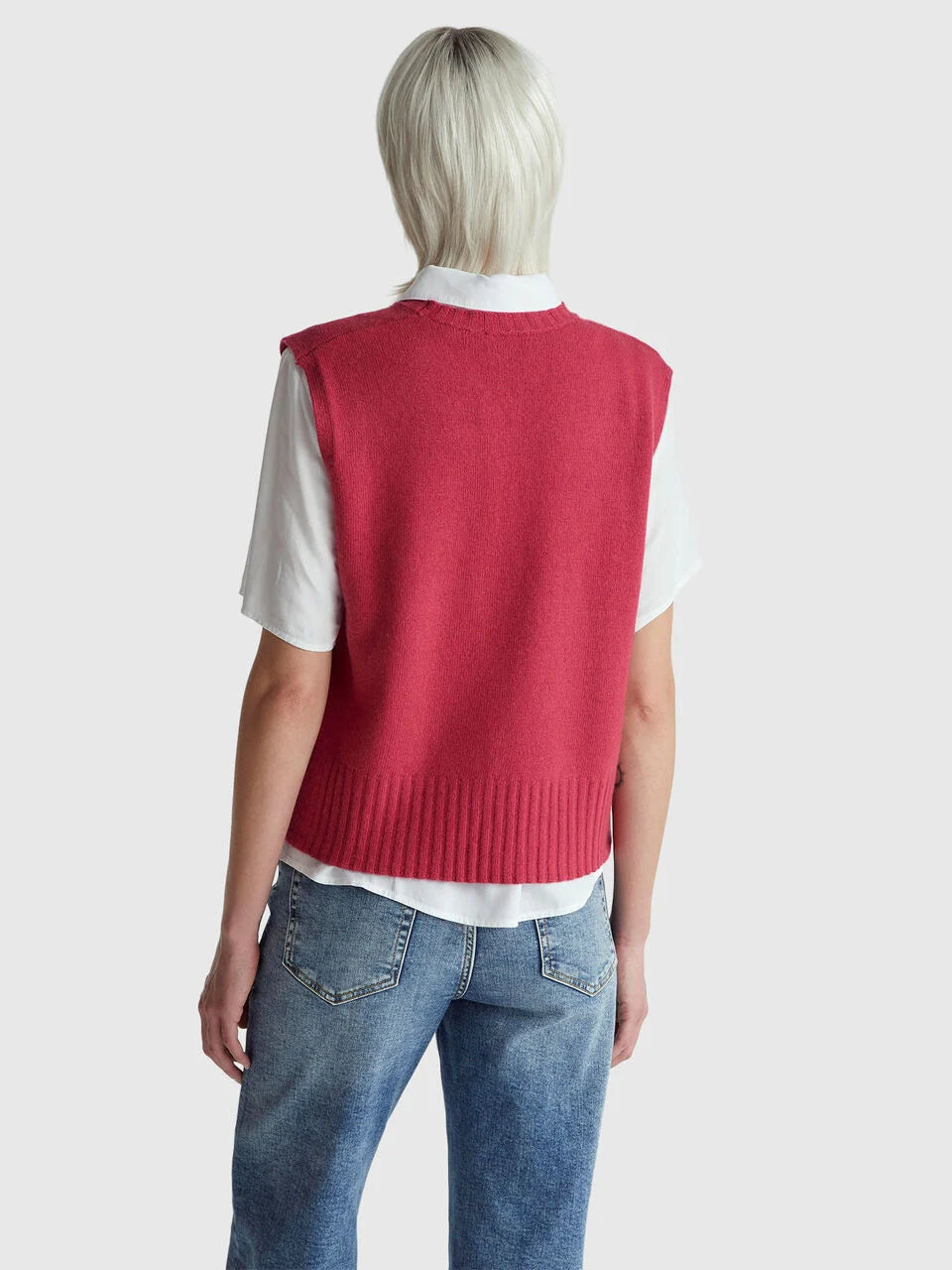 VEST IN WOOL AND VISCOSE BLEND