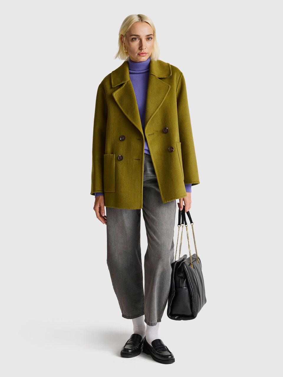 DOUBLE-BREASTED COAT IN WOOL BLEND