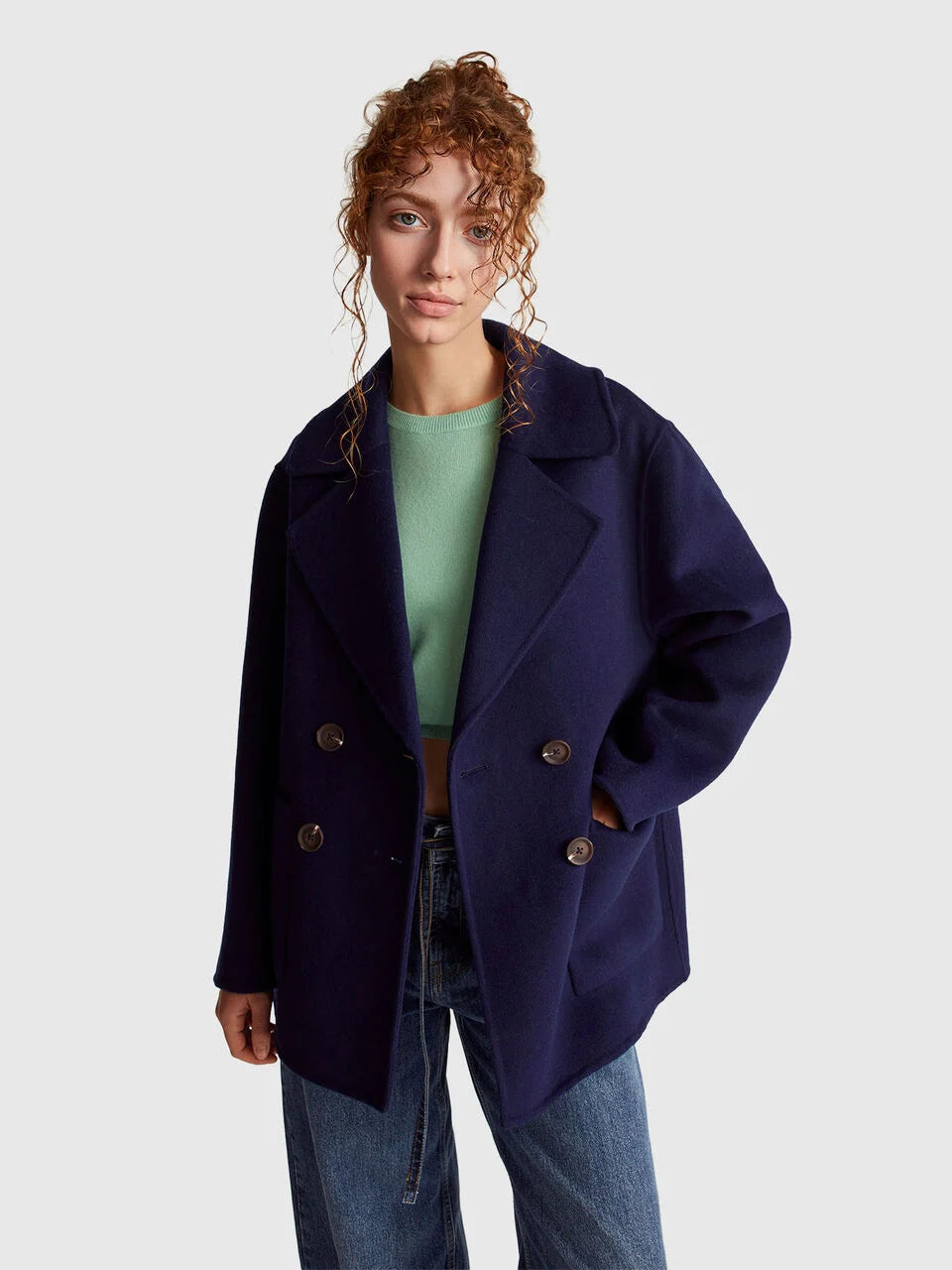 DOUBLE-BREASTED COAT IN WOOL BLEND