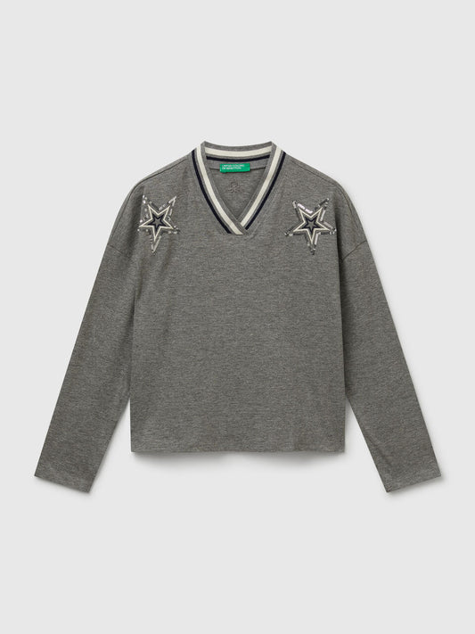 SEQUIN EMBROIDERED T-SHIRT