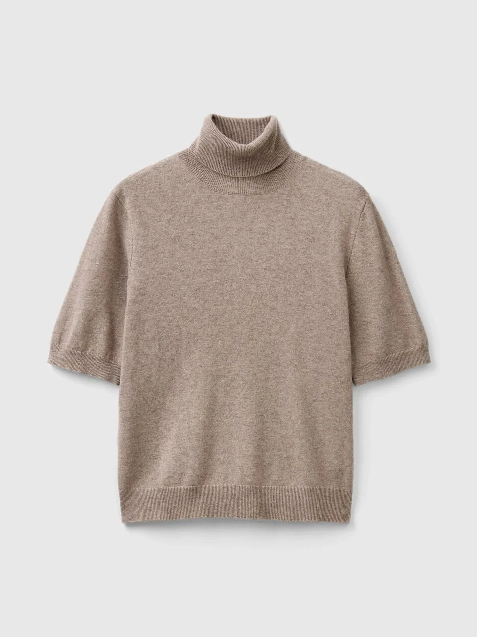 CAMEL SHORT SLEEVE TURTLENECK IN CASHMERE BLEND