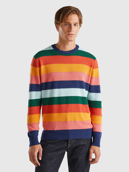 SWEATER WITH MULTICOLOR STRIPES