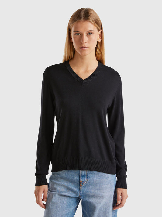 V-NECK SWEATER IN MODAL® BLEND