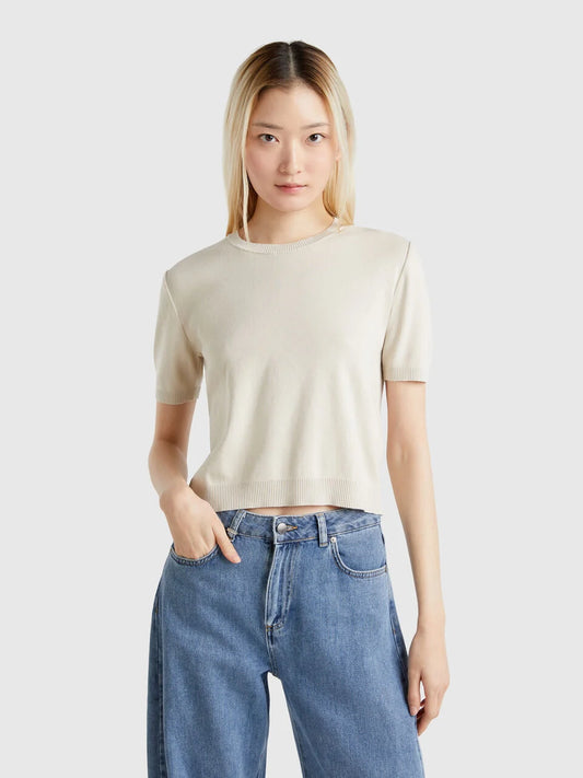 SHORT SLEEVE 100% COTTON SWEATER