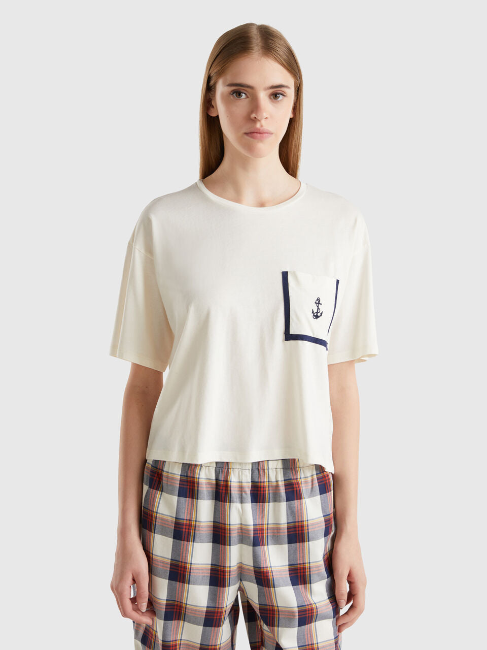 BOXY FIT PIJAMA T-SHIRT WITH POCKET