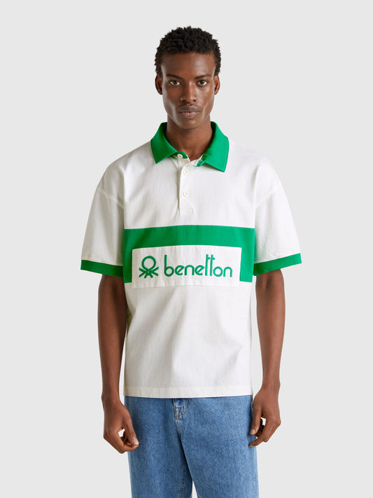 GREEN AND WHITE RUGBY POLO