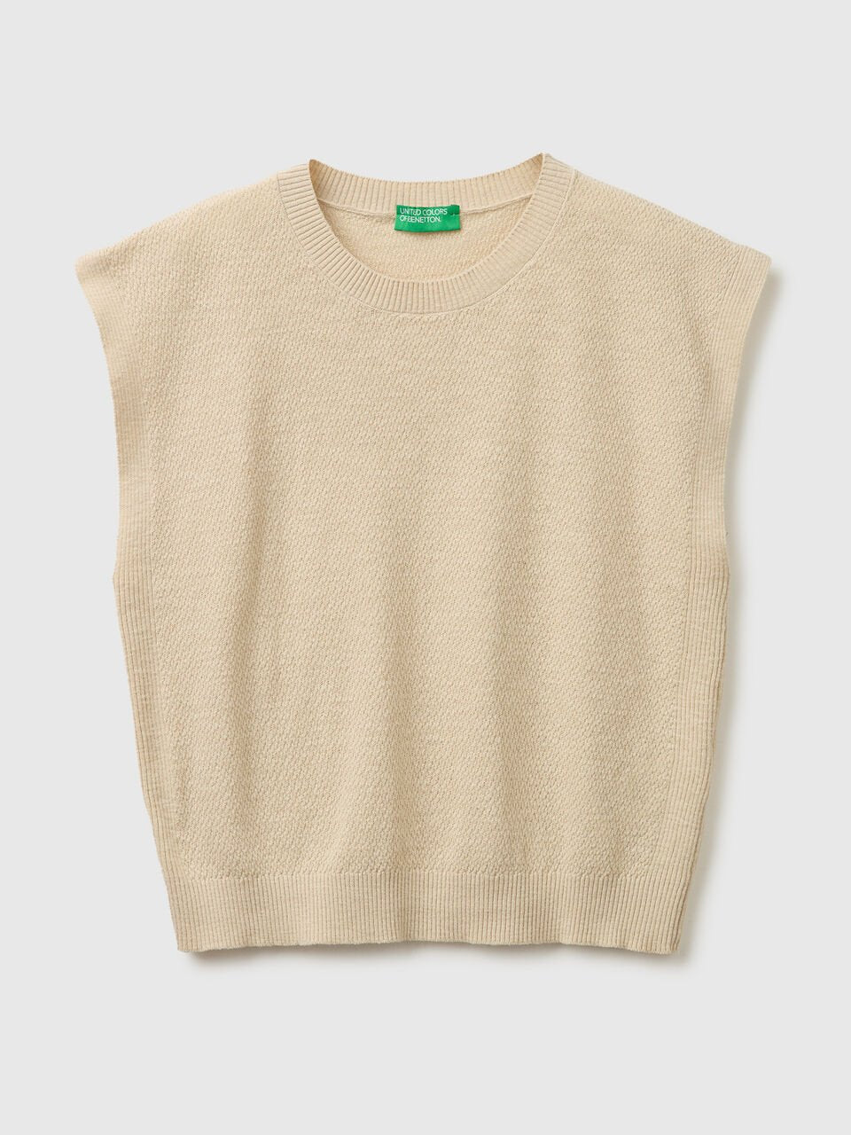 SLEEVELESS LINEN BLEND SWEATER