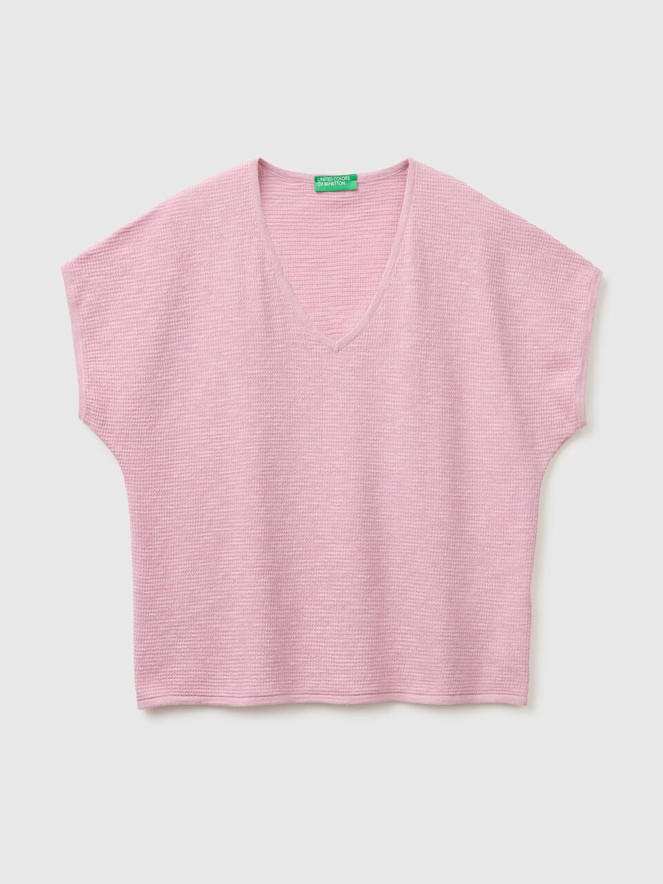 V-NECK SWEATER IN LINEN BLEND
