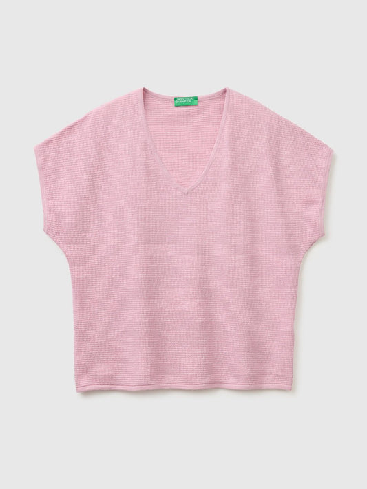 V-NECK SWEATER IN LINEN BLEND