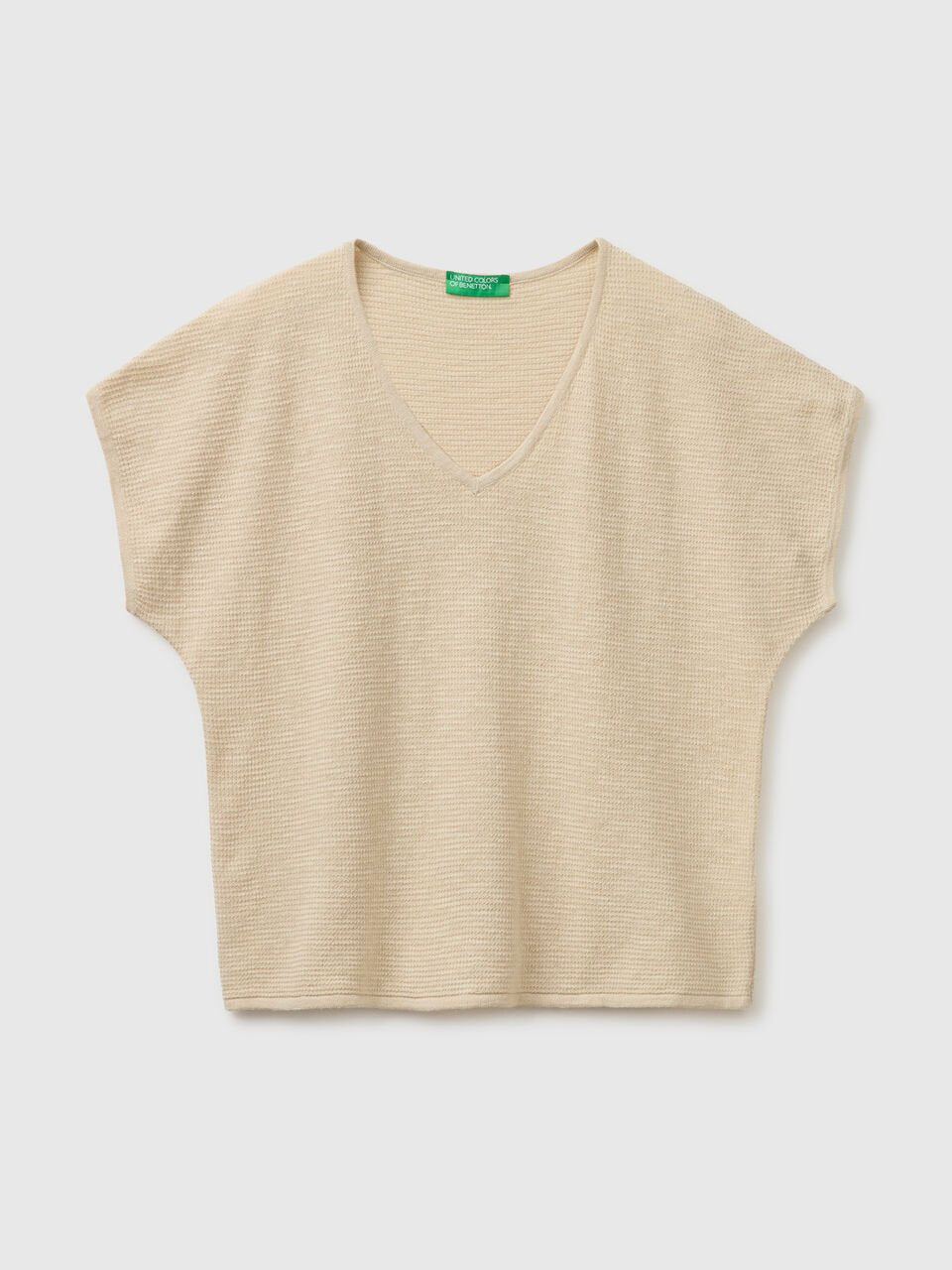 V-NECK SWEATER IN LINEN BLEND