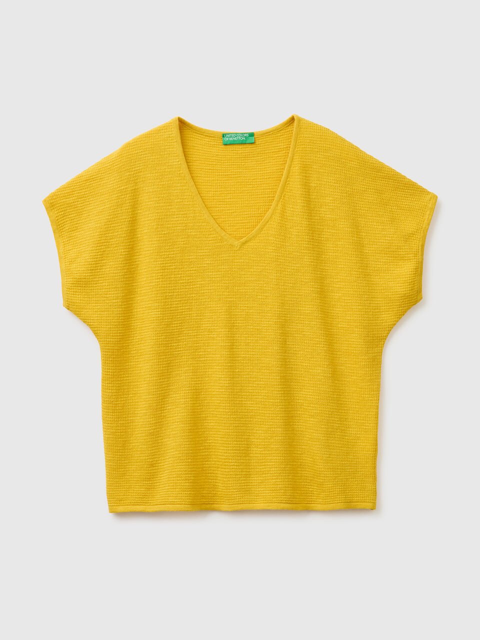 V-NECK SWEATER IN LINEN BLEND