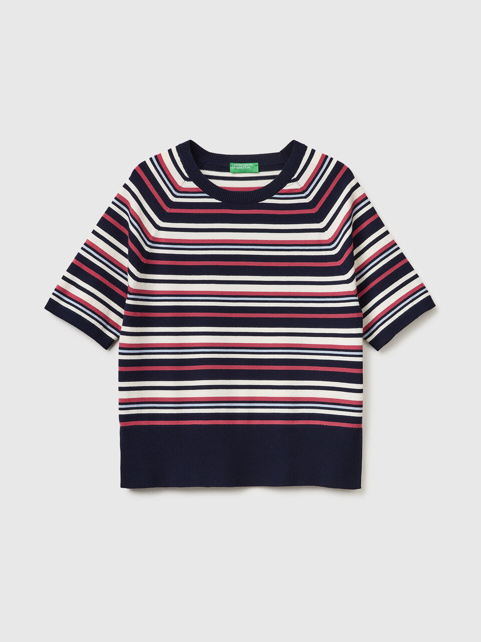 STRIPED SHORT-SLEEVED SWEATER
