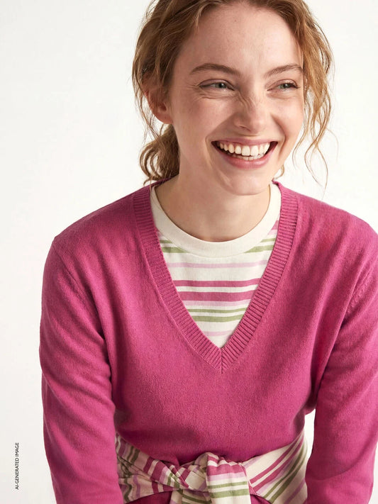 V-NECK SWEATER IN TRICOT COTTON