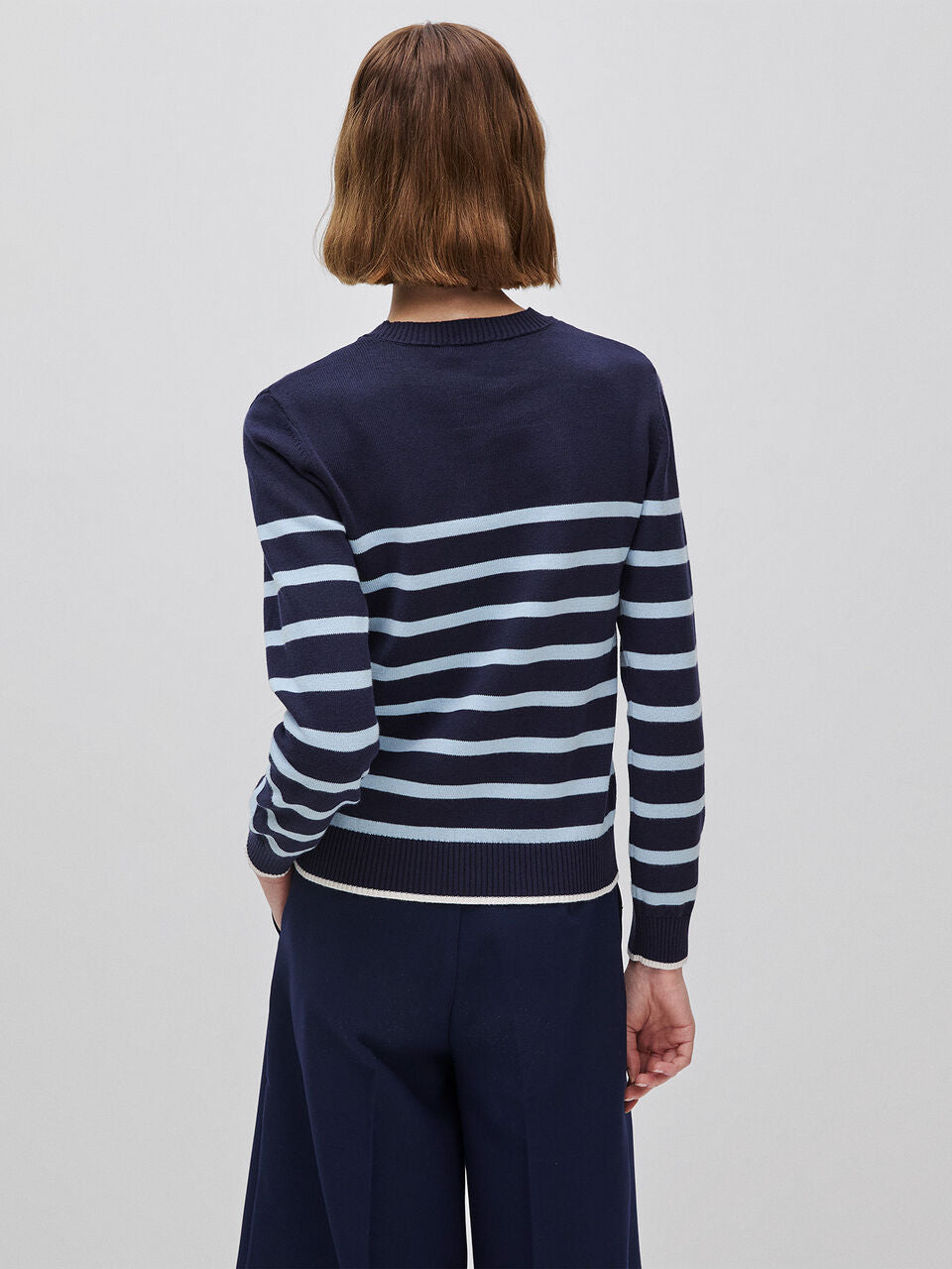 STRIPED SWEATER WITH EMBROIDERED WRITING