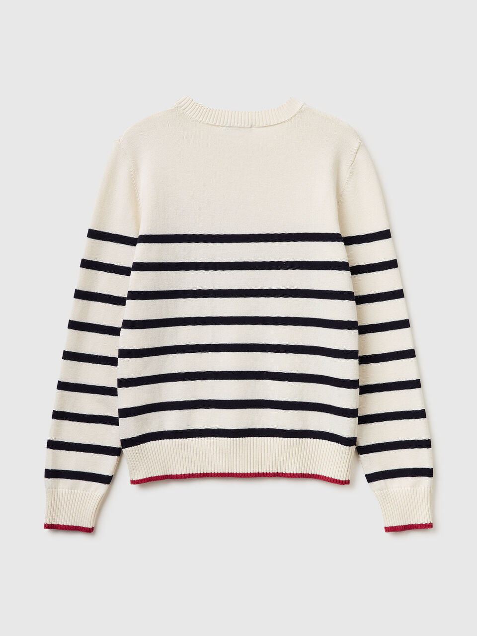 STRIPED SWEATER WITH EMBROIDERED WRITING