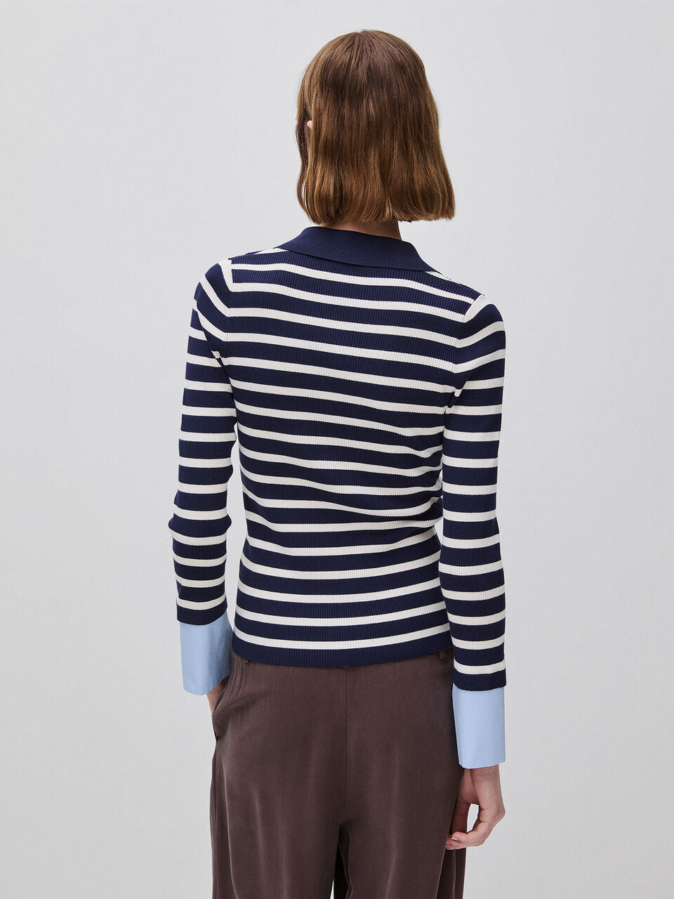 BUTTONED SWEATER WITH SAILOR STRIPES