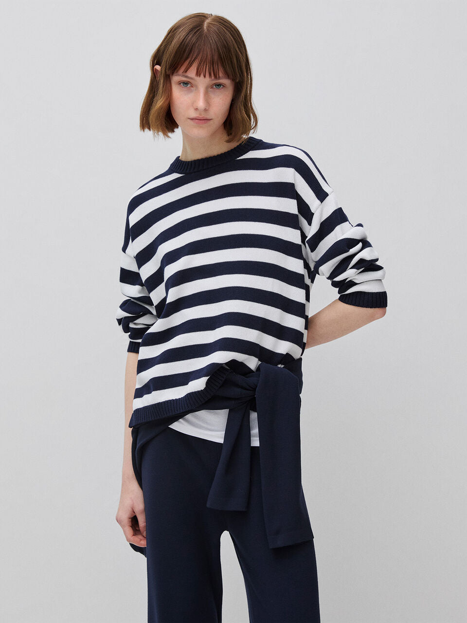 STRIPED SWEATER IN TRICOT COTTON