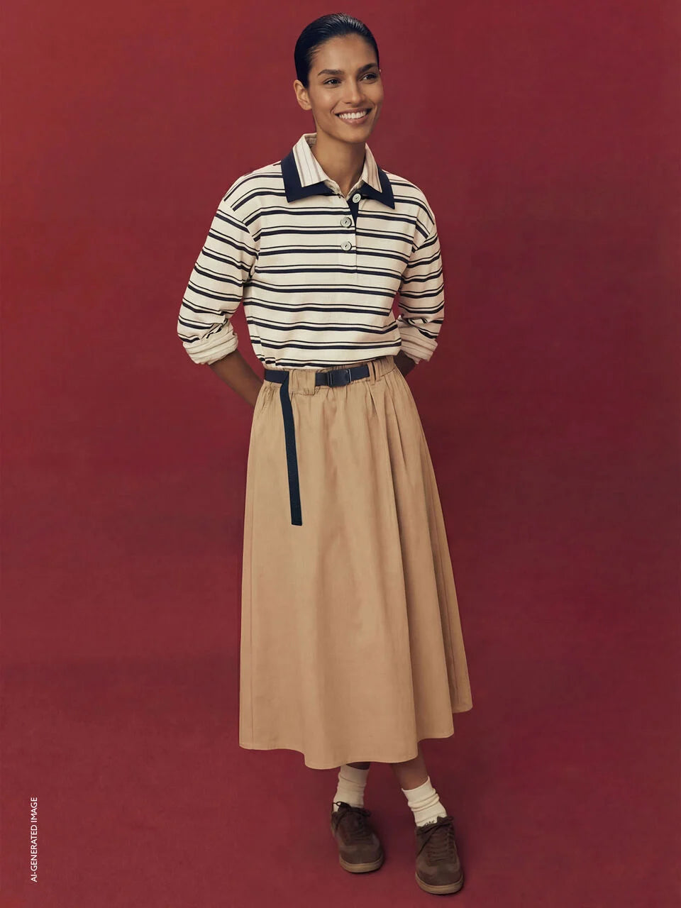 MIDI SKIRT WITH HOOK WAIST