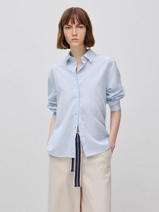 STRIPED SHIRT WITH EMBROIDERY ON THE BACK