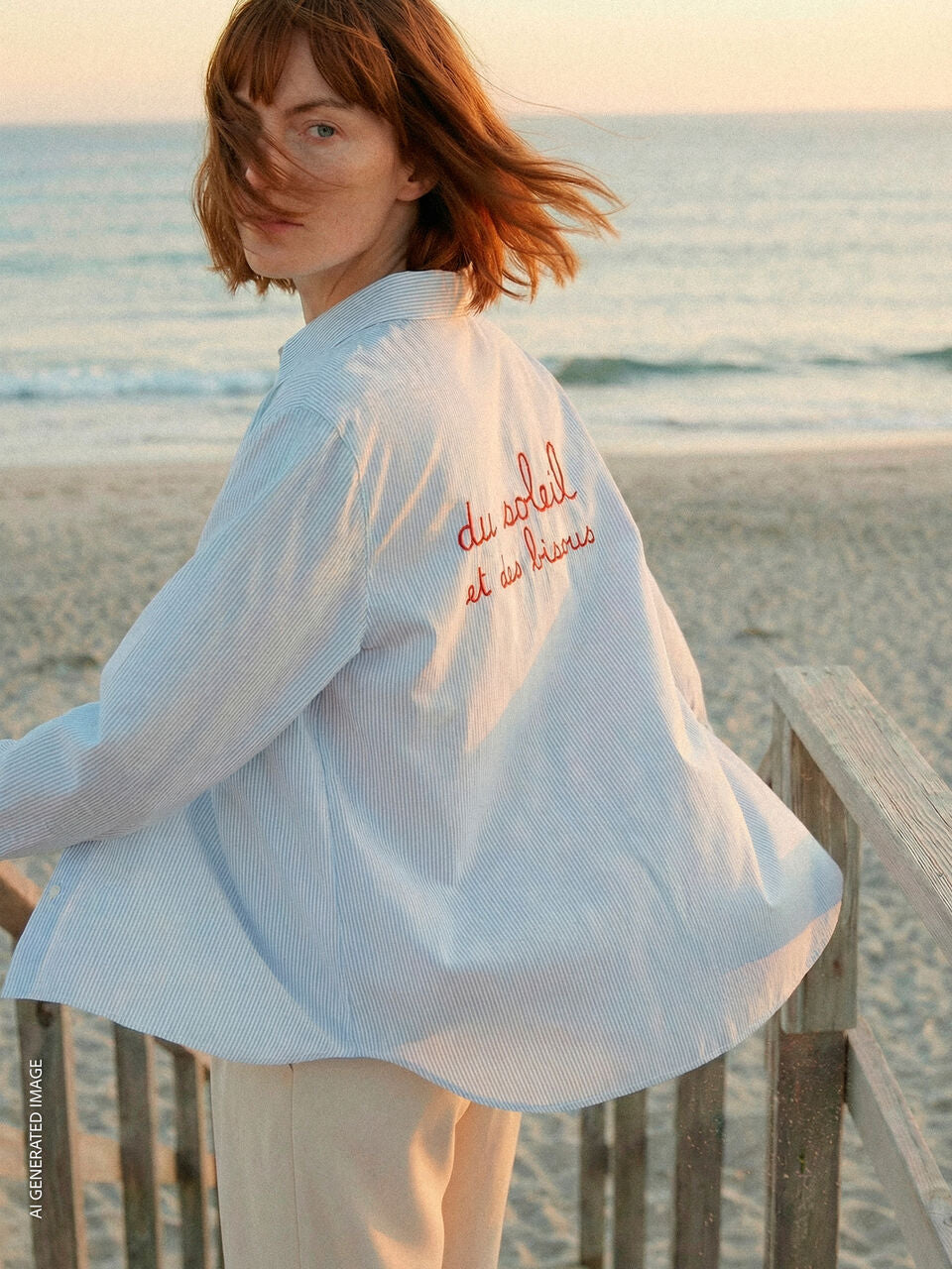 STRIPED SHIRT WITH EMBROIDERY ON THE BACK